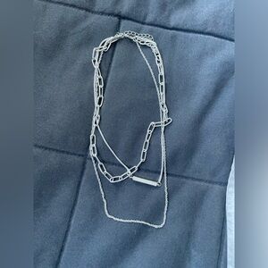 silver chain layered necklace